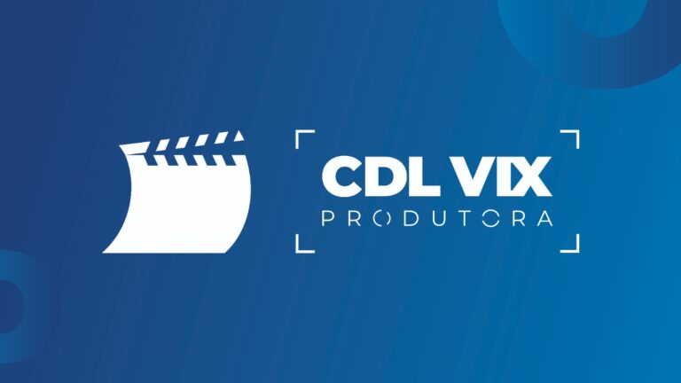Logotipo da CDL VIX Produtora, com ícone de claquete, sobre fundo azul